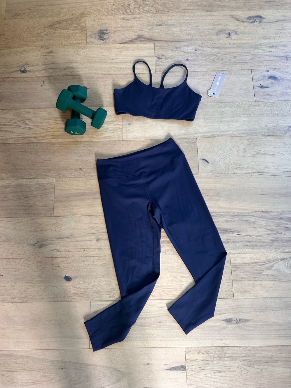 Harmony & Balance Soft Navy 2 Piece Workout Set Leggings and Top NWT a